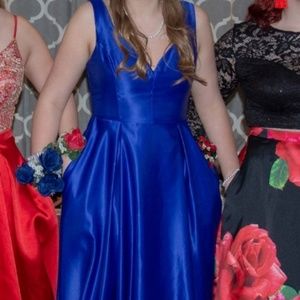 electric blue prom dress